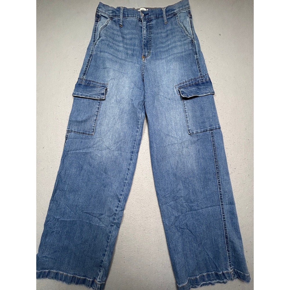 Jessica Simpson Cargo Jeans Cotton Blend Blue Denim Size 10/30 W30 Womens